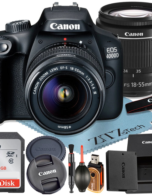 Load image into Gallery viewer, Canon EOS 4000D / Rebel T100 DSLR Camera + EF-S 18-55Mm Lens + Sandisk 64GB Memory Card +  Bundle (International Model)
