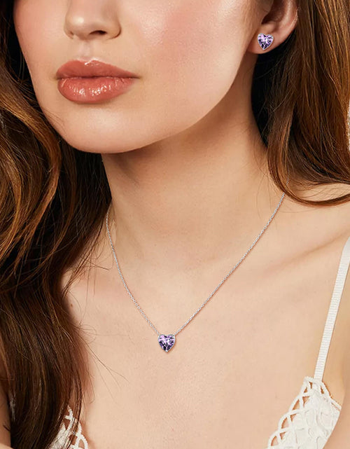 Load image into Gallery viewer, Silver Necklace for Women 925 Sterling Silver Birthstone Love Heart Necklace Birthday Women Gifts
