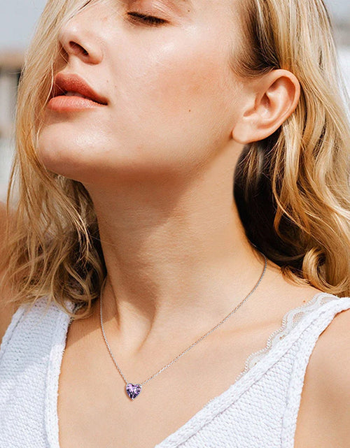 Load image into Gallery viewer, Silver Necklace for Women 925 Sterling Silver Birthstone Love Heart Necklace Birthday Women Gifts
