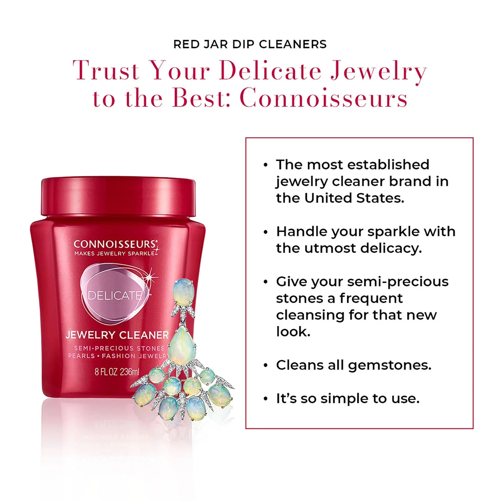 Delicate Jewelry Cleaner Solution for Pearls, Gemstones, and Fashion Jewelry, 8 Fl Oz