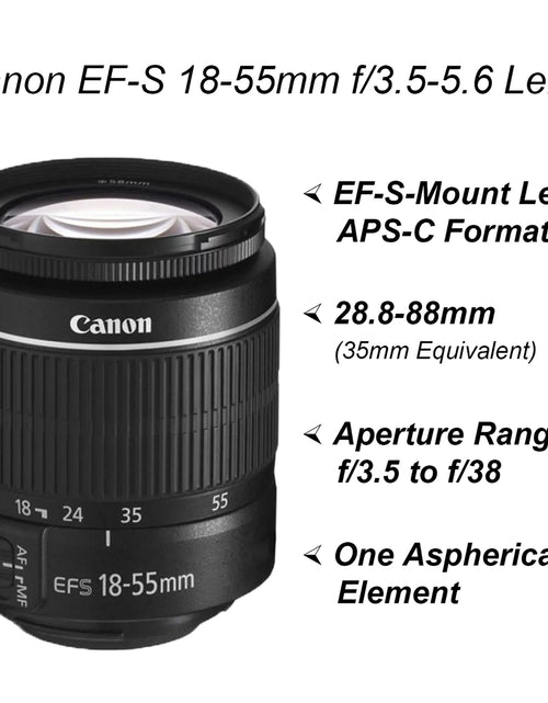 Load image into Gallery viewer, Canon EOS 4000D / Rebel T100 DSLR Camera + EF-S 18-55Mm Lens + Sandisk 64GB Memory Card +  Bundle (International Model)

