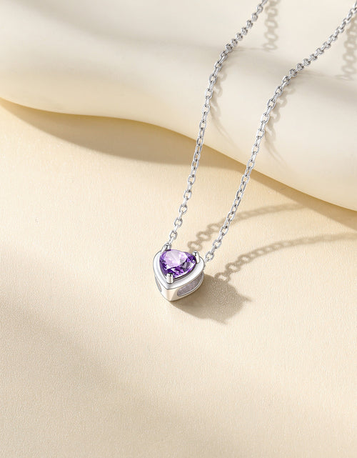 Load image into Gallery viewer, Silver Necklace for Women 925 Sterling Silver Birthstone Love Heart Necklace Birthday Women Gifts
