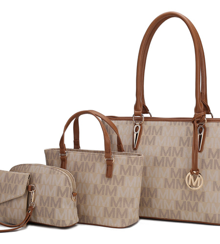 Alexy Women'S Tote Bag, Small Tote Bag, Pouch Purse & Wristlet Wallet Bag 4 Pcs Handbag Set by Mia K - Beige