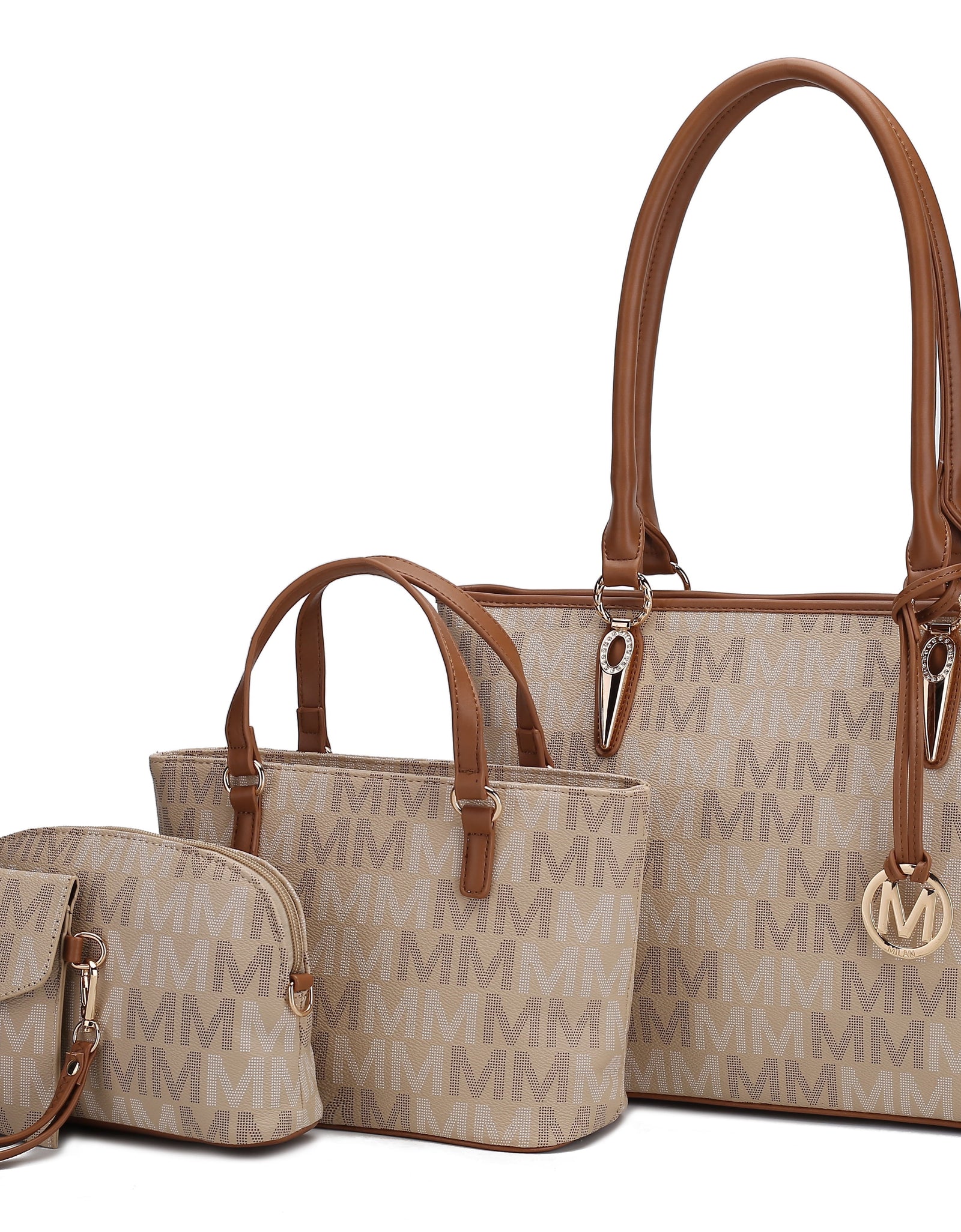 Alexy Women'S Tote Bag, Small Tote Bag, Pouch Purse & Wristlet Wallet Bag 4 Pcs Handbag Set by Mia K - Beige