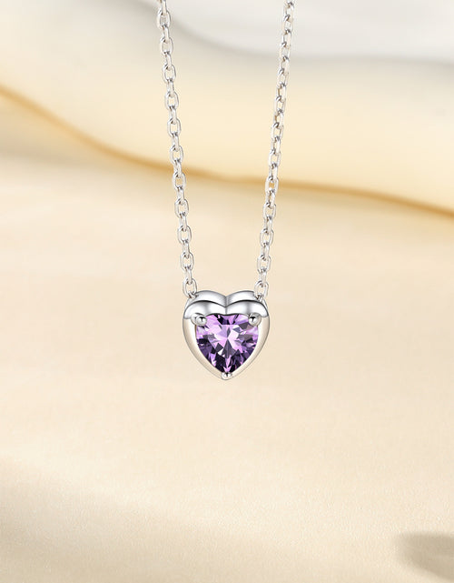 Load image into Gallery viewer, Silver Necklace for Women 925 Sterling Silver Birthstone Love Heart Necklace Birthday Women Gifts
