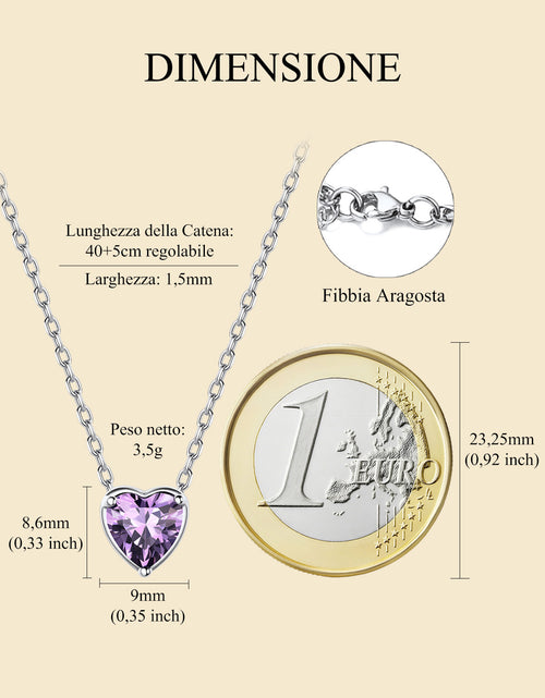 Load image into Gallery viewer, Silver Necklace for Women 925 Sterling Silver Birthstone Love Heart Necklace Birthday Women Gifts
