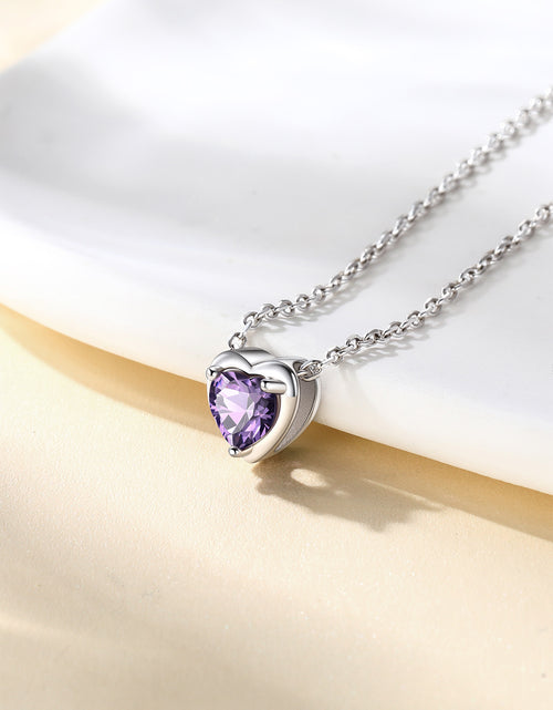 Load image into Gallery viewer, Silver Necklace for Women 925 Sterling Silver Birthstone Love Heart Necklace Birthday Women Gifts

